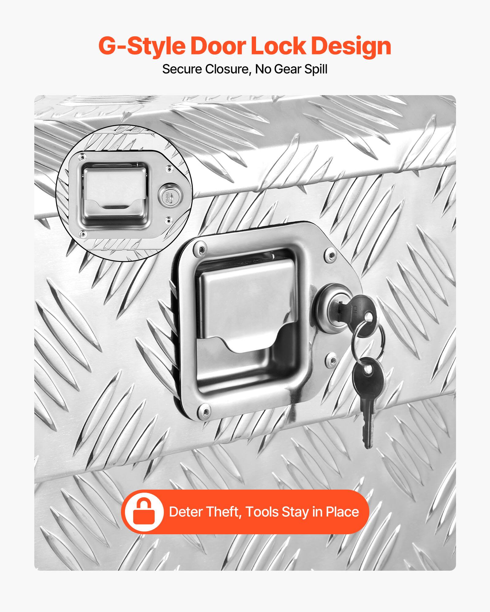 G-Style Door Lock Design  
Secure Closure, No Gear Spill  
Deter Theft, Tools Stay in Place
