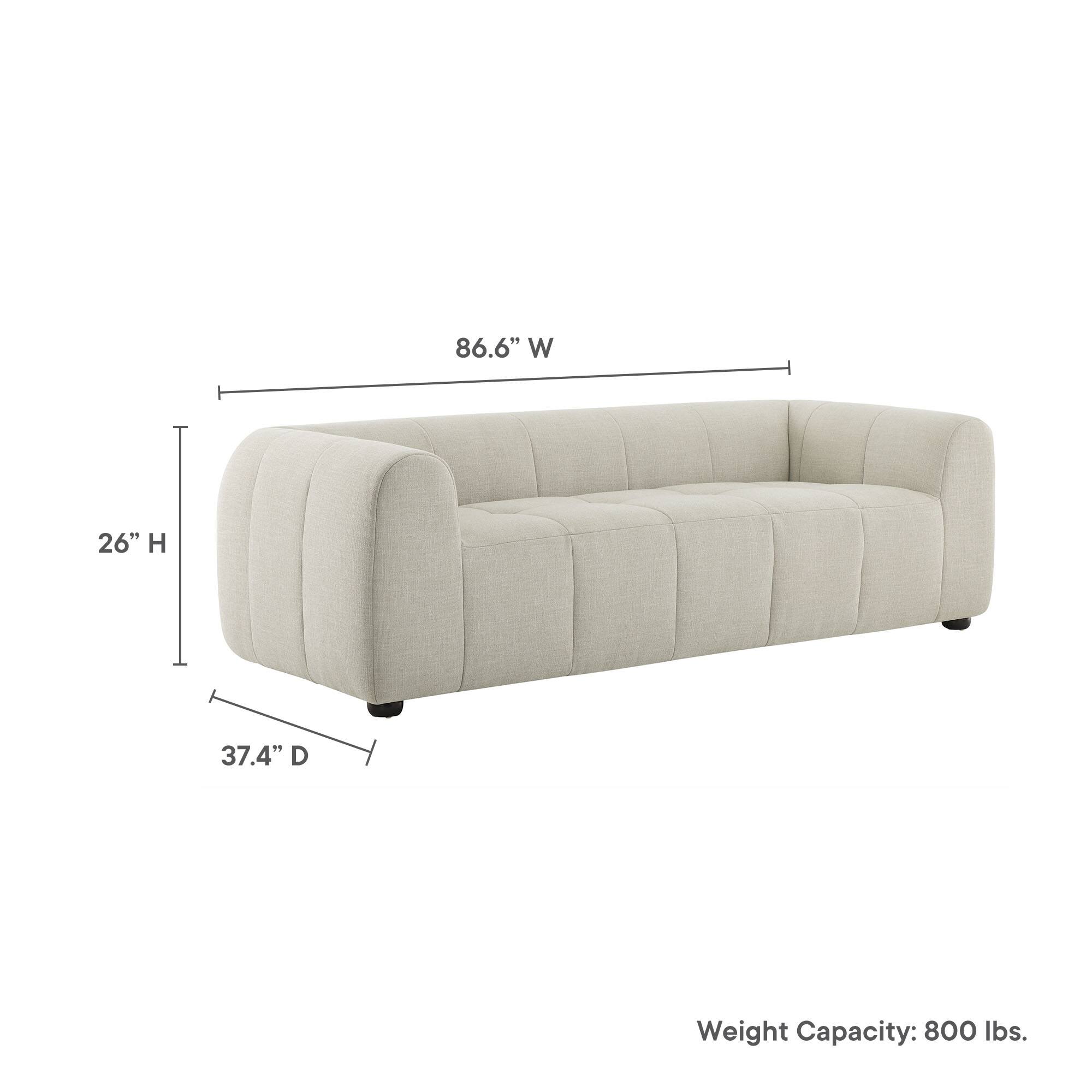 86.6" W  
26" H  
37.4" D  
Weight Capacity: 800 lbs.