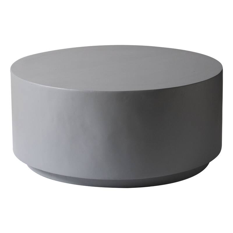 Alt View 4. LeisureMod - Terra Modern Round Fiberstone Coffee Side Table Accent Center Table for Indoor Outdoor - Grey.