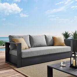 Tahoe Outdoor Patio Powder-Coated Aluminum Sofa by Modway - Gray Gray