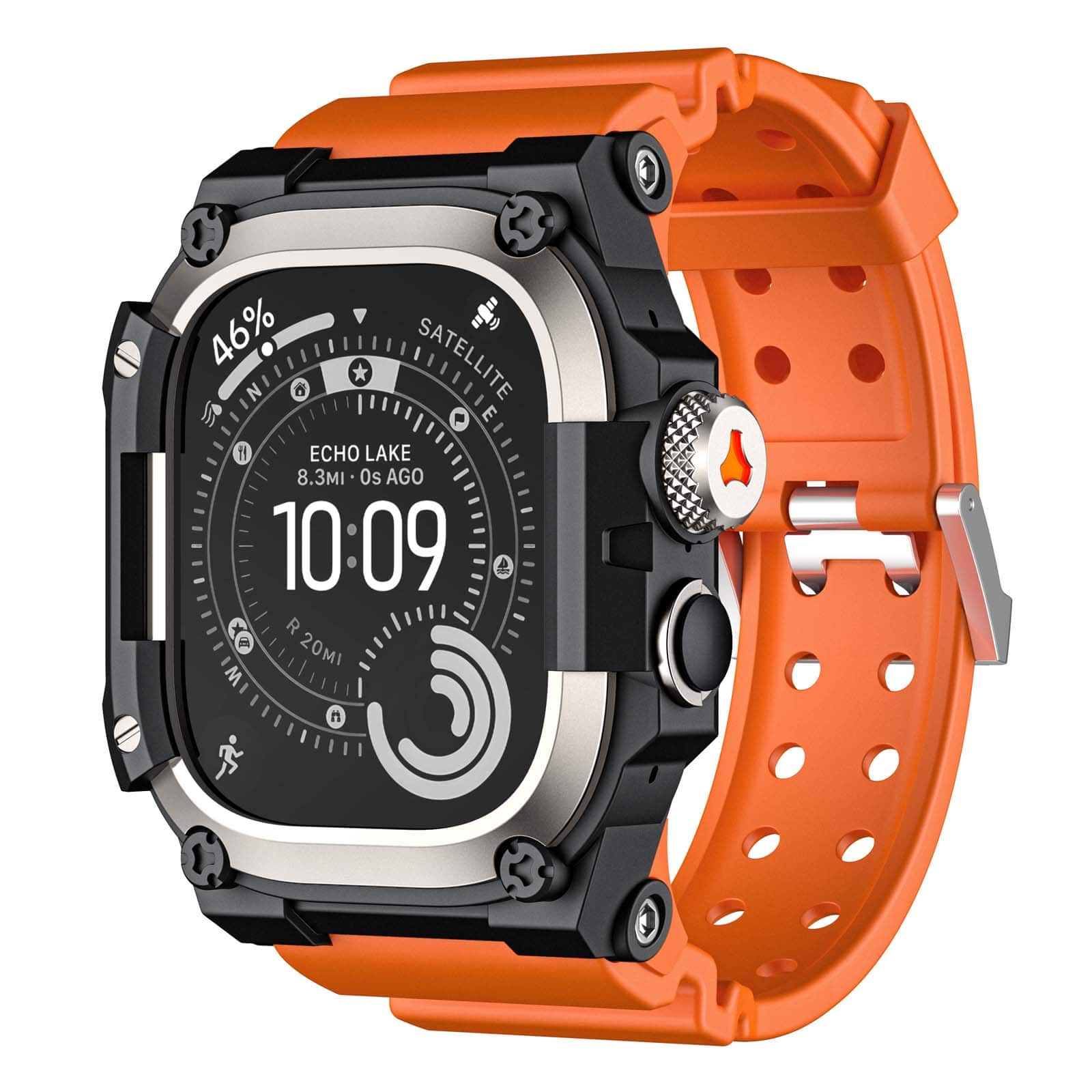 Dteck - Sport Band with Rugged Case for Apple Watch Ultra 3/2/1 49mm, Military Grade Shockproof Cover for Outdoor Adventures - Titanium Orange price history on PriceWatchPro