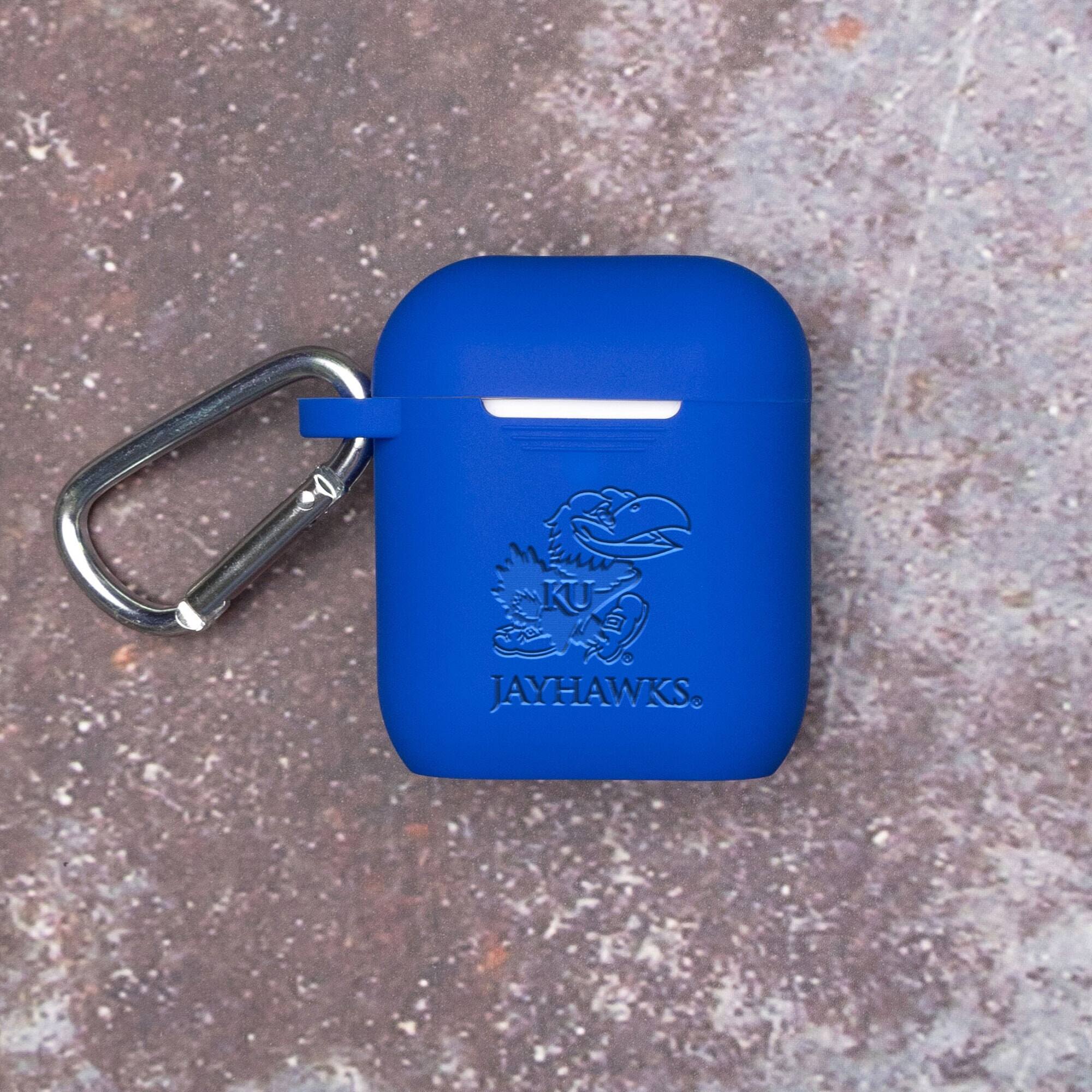 Alt View 1. Affinity Bands - Kansas Jayhawks Debossed Silicone AirPods Case Cover - Multicolor.