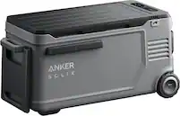 Anker - SOLIX Everfrost 2 Electric Cooler 58L(61QT) with 288Wh Plug in Battery, Refrigerator/Freezer, Powered by AC/DC/Solar - Gray - Front_Zoom