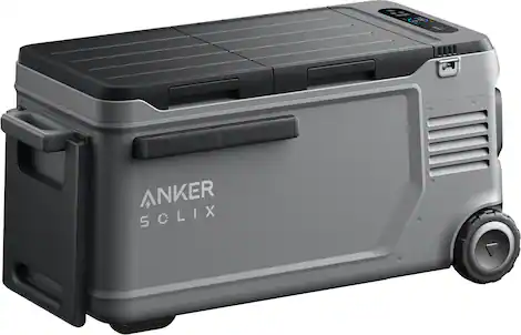 Anker - SOLIX Everfrost 2 Electric Cooler 58L(61QT) with 288Wh Plug in Battery, Refrigerator/Freezer, Powered by AC/DC/Solar - Gray