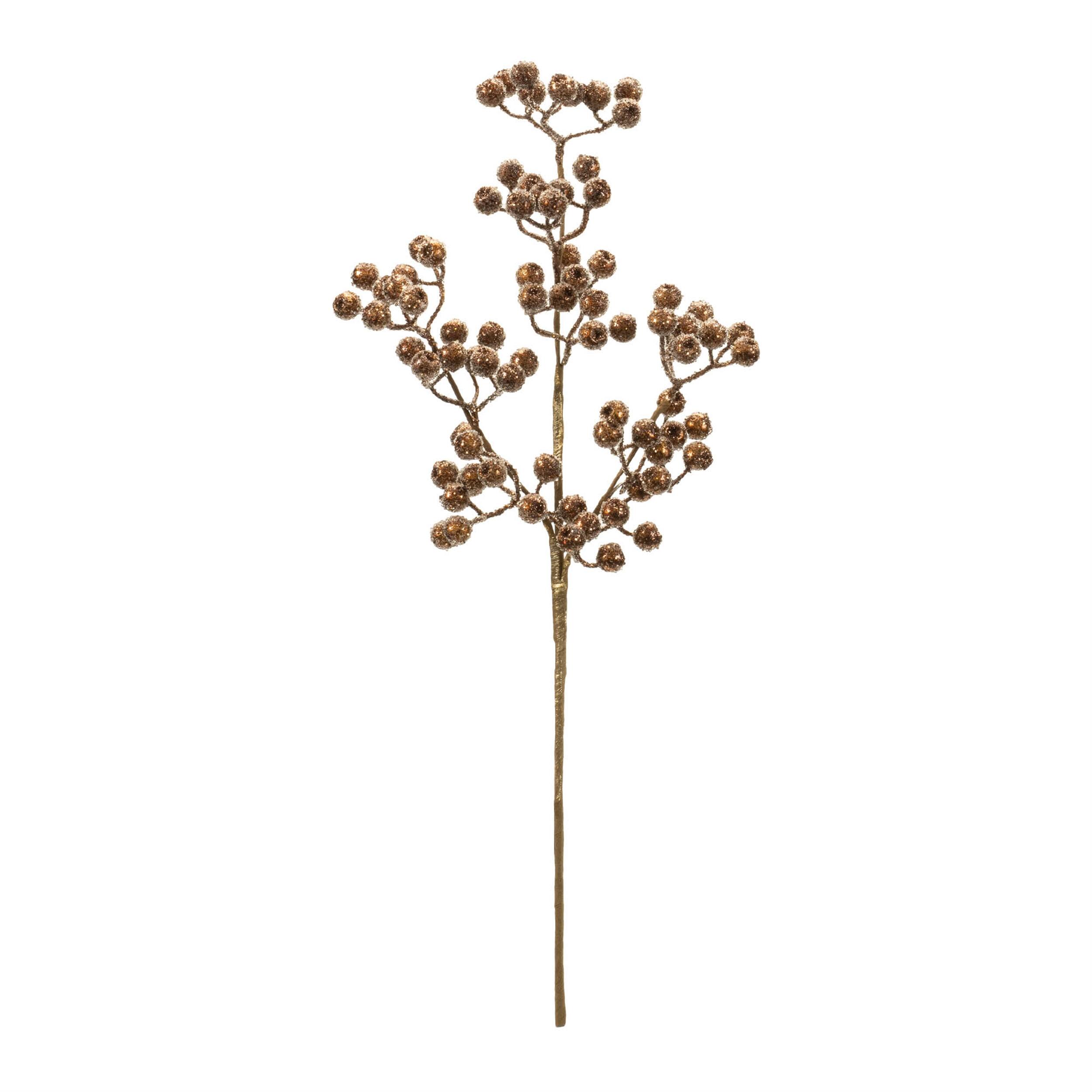 Left. BreeBe - Beaded Berry Spray (Set of 6) - Gold.