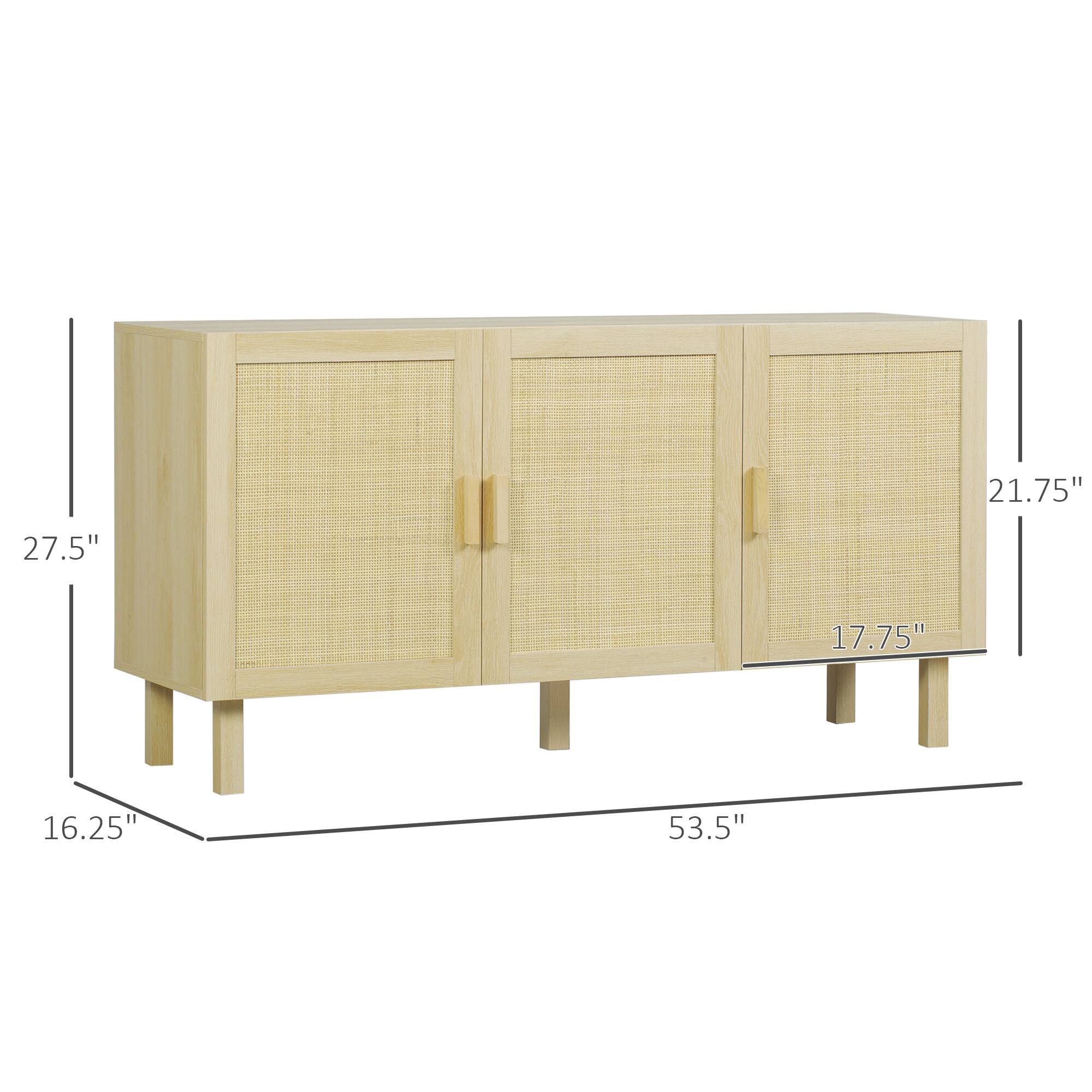 Width: 53.5"
Height: 27.5"
Depth: 16.25"
Door width: 17.75"
Door height: 21.75"
