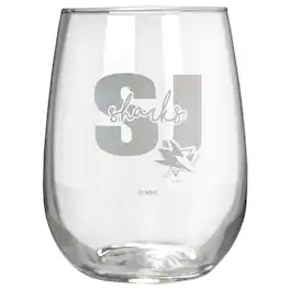 Great American Products - San Jose Sharks Etched 17oz. City Stemless Wine Glass - Multicolor