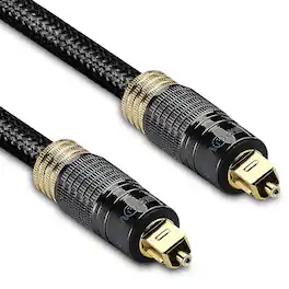 FosPower - 24K Gold-Plated Optical Digital Audio Cable - 10FT, Zero RFI & EMI Interference S/PDIF Toslink Cable - Black