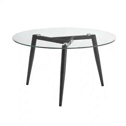 Front. Danya B - Van Beuren Coffee Table with Taper Legs and Clear Glass Tabletop - Black - Black, Clear.