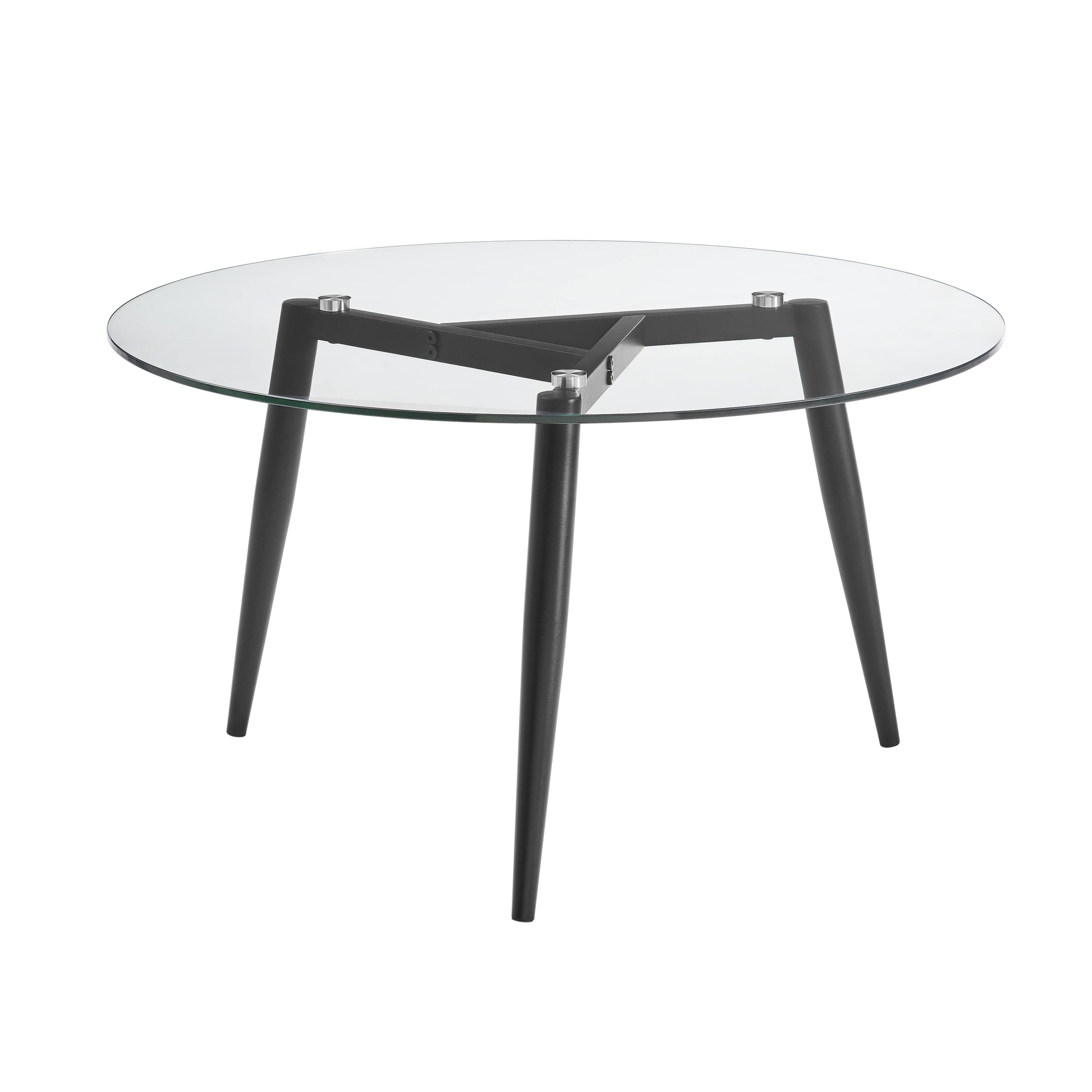 Front. Danya B - Van Beuren Coffee Table with Taper Legs and Clear Glass Tabletop - Black - Black, Clear.