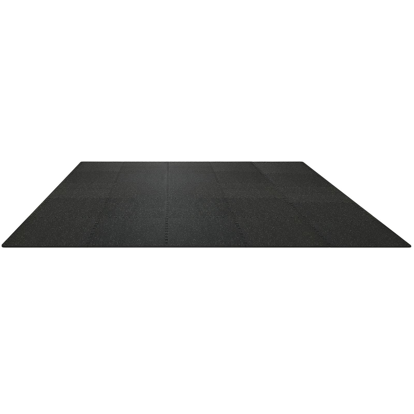 Alt View 5. VEVOR - EVA Interlocking Foam Floor Mats, 0.56 in Thickened 25 Pcs Puzzle Rubber Tiles, 24 x 24 in Exercise Floor Mat - Black with Grey Dots.