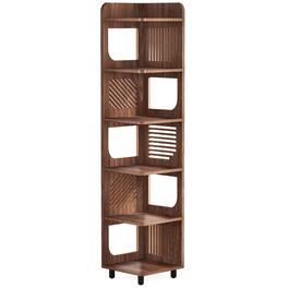 Kadyn - Wooden Corner Display Shelf, 5-Tier Storage for Living Room, Space-Saving Solution - Brown