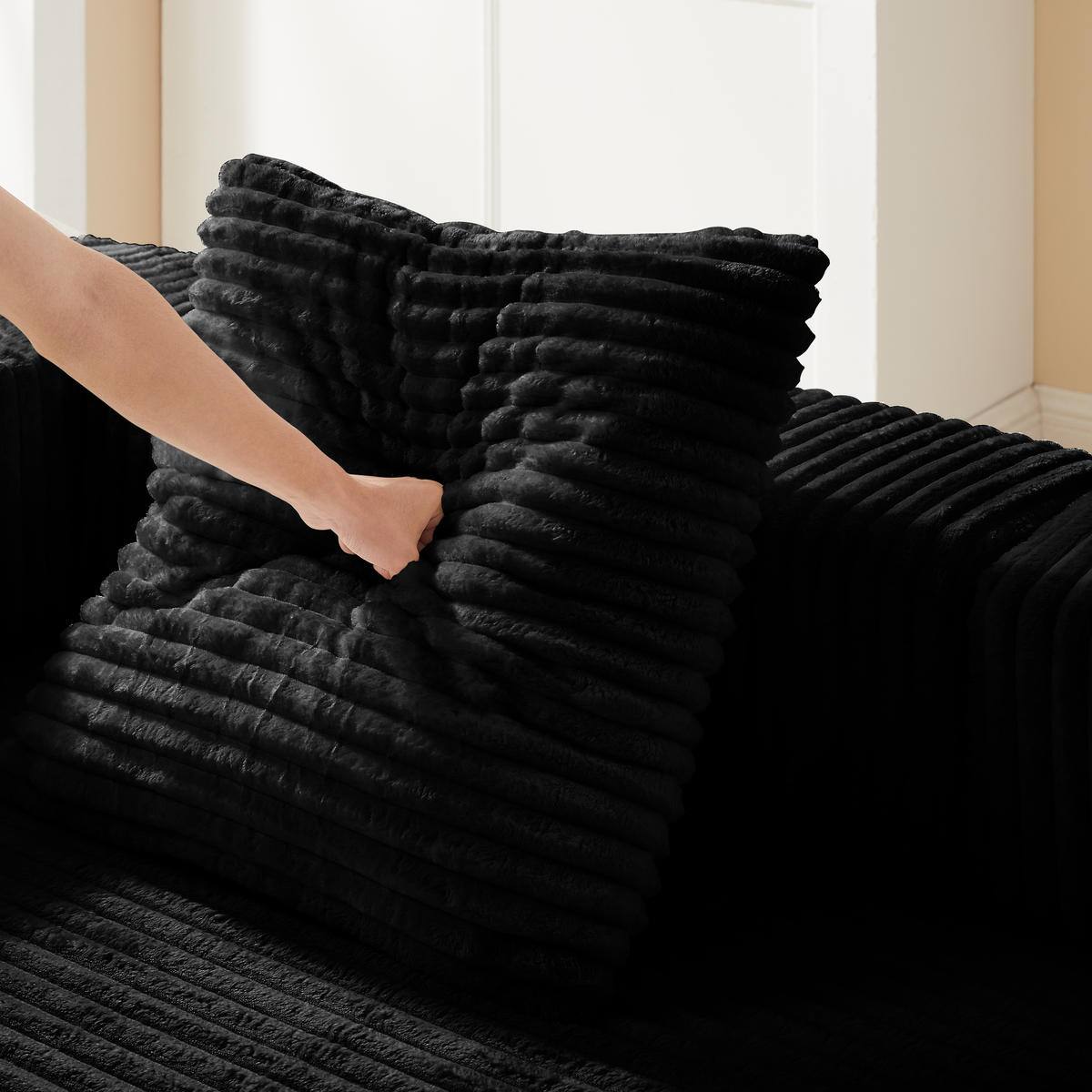 Alt View 7. Meqiodas - 81''Convertible Sofa Bed, Folding Floor Couch with Square Armrest, Comfy Sleeper Mattress for Living Room - Black.