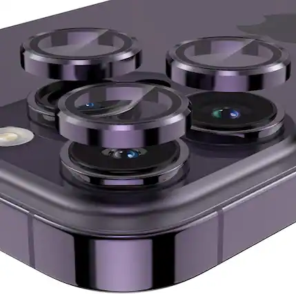 Front. Entronix - Entronix iPhone 15 Pro/Pro Max Camera Lens Protector - Premium Metal Design - Purple.