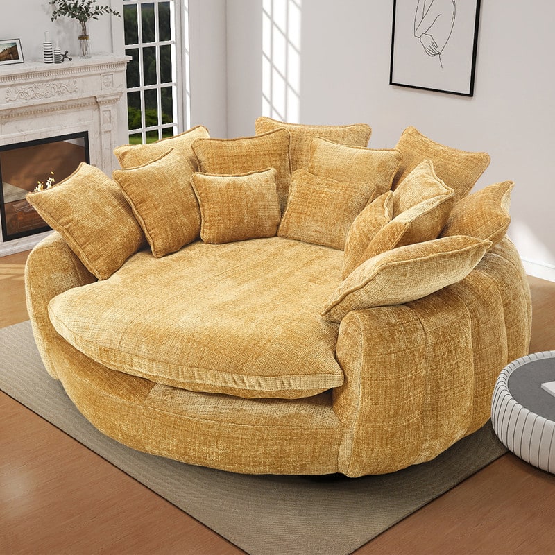 Anysun - High Back Gamepad-Inspired Design Comfortable Chenille Decorative Oversized Sofa Bed with Armrests - Yellow