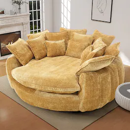 Anysun - High Back Gamepad-Inspired Design Comfortable Chenille Decorative Oversized Sofa Bed with Armrests - Yellow