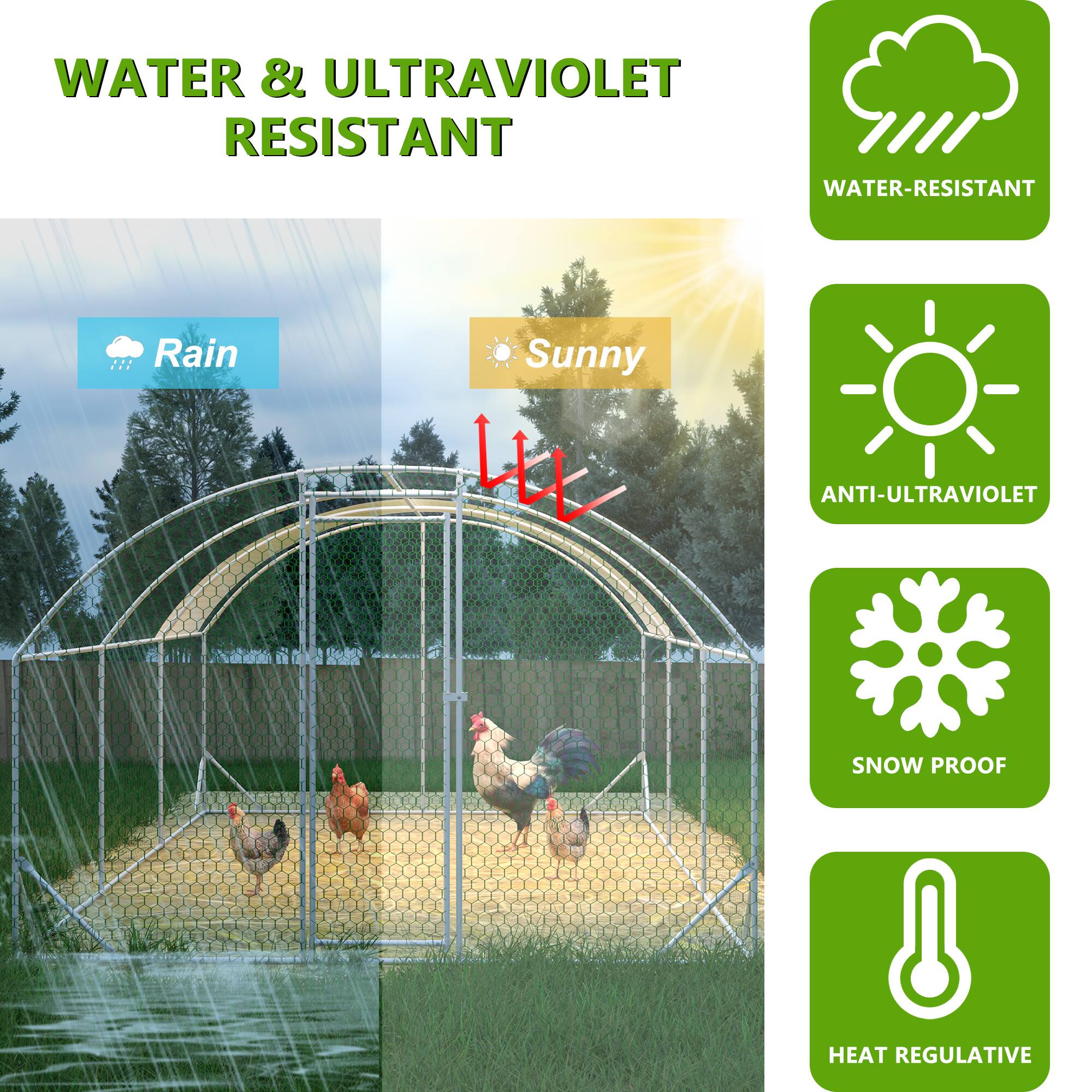 WATER & ULTRAVIOLET RESISTANT

- WATER-RESISTANT
- ANTI-ULTRAVIOLET
- SNOW PROOF
- HEAT REGULATIVE