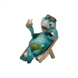 FC Design - 4"H Sea Turtle at Beach Drinking Figurine Statue Office Desk Tabletop Home Decor Gift - Multi-Color