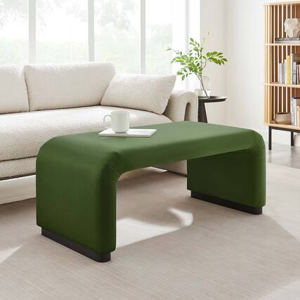 Front. Modway - Koda Performance Velvet Waterfall Ottoman by Modway - Black Moss Green.