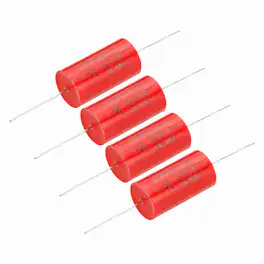 Unique Bargains - 4pcs 8.2uf Frequency Divider Capacitor, 250V Axial Audio Speaker Crossover MKP Film Capacitor - Red