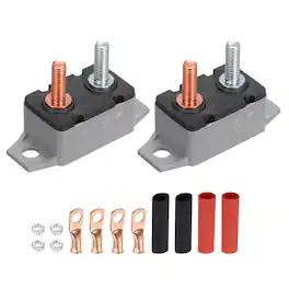 Unique Bargains - 2Set DC50V AC125/250V 30A CB, Auto Reset Stud Bolt Type, Screws, Nuts, Wire Clamps, Heat Shrink Tubing, Auto - Gray