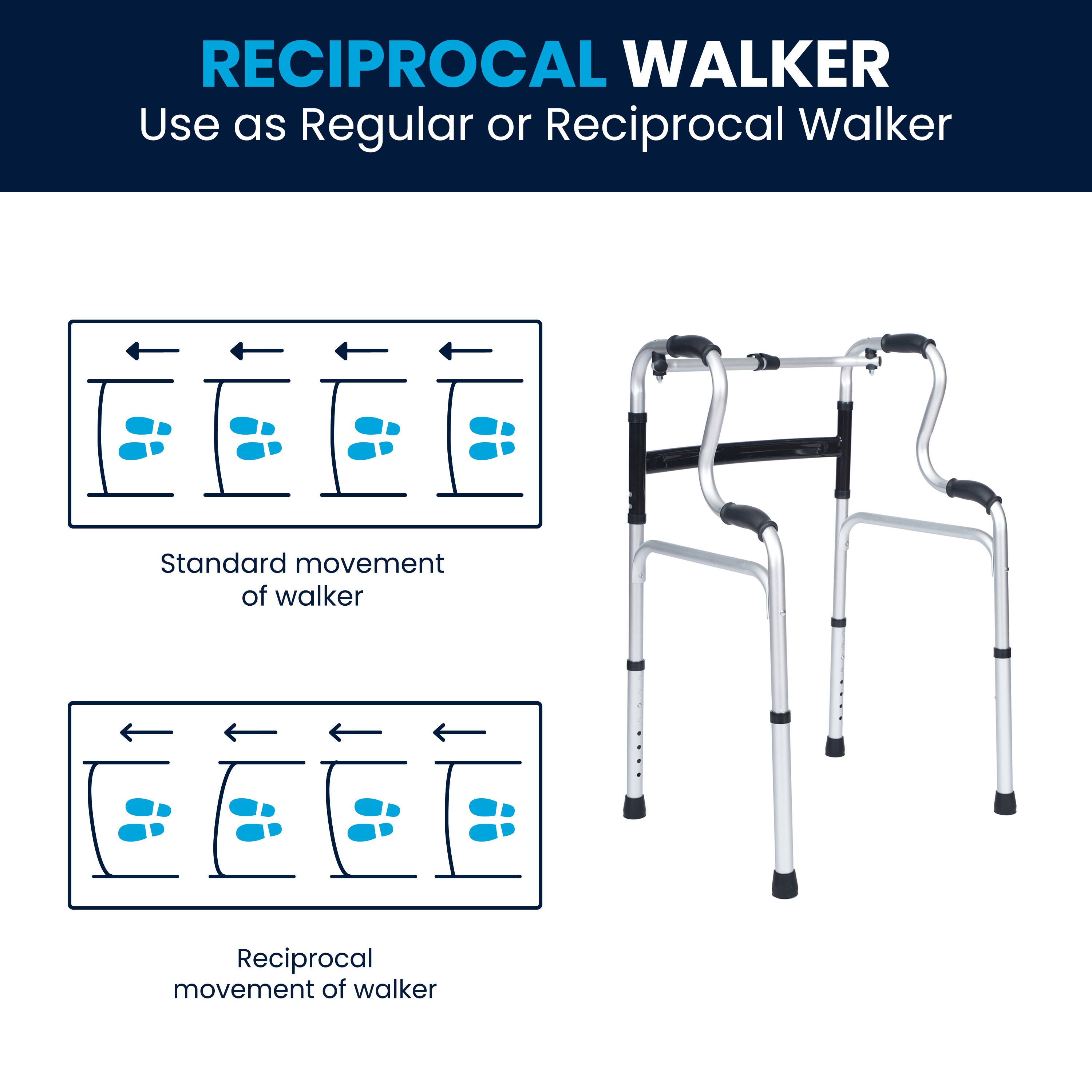 RECIPROCAL WALKER  
Use as Regular or Reciprocal Walker  

Standard movement of walker  

Reciprocal movement of walker