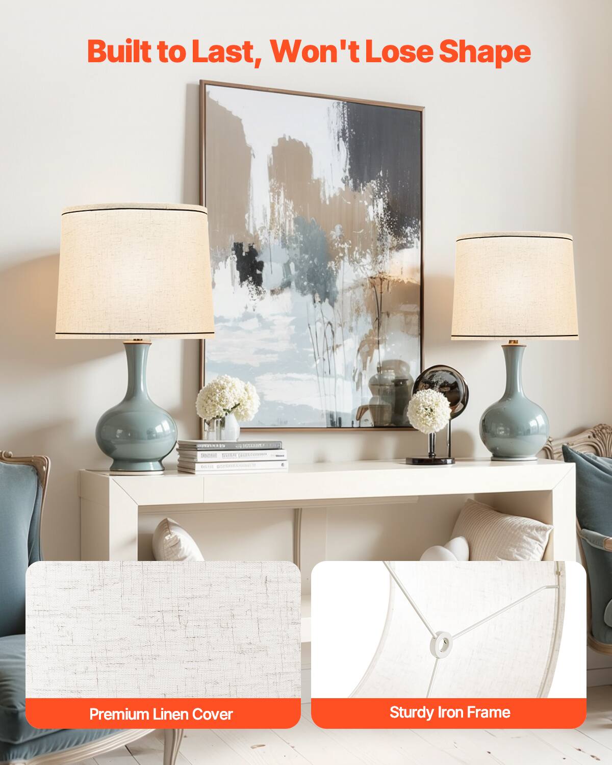 Built to Last, Won't Lose Shape

Premium Linen Cover

Sturdy Iron Frame