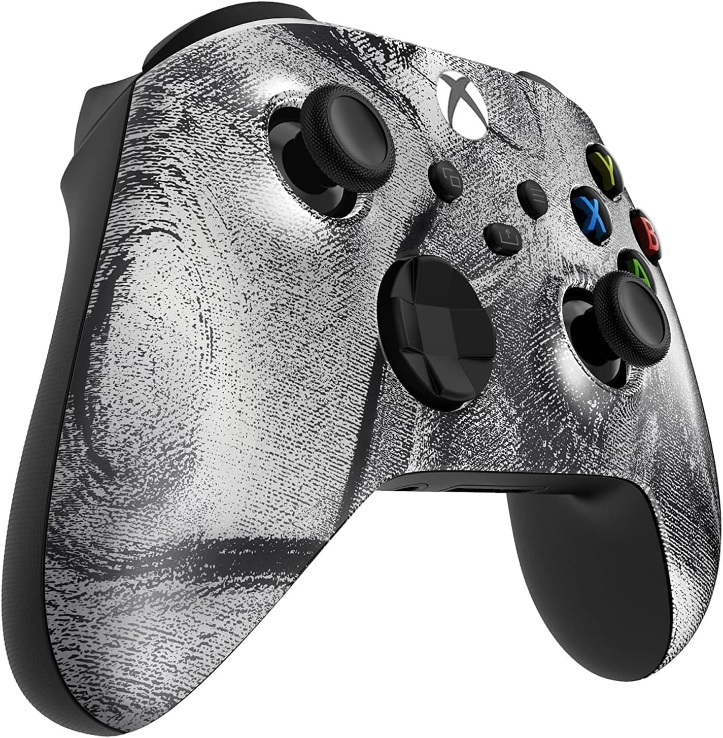 Left. Custom Controllerzz - Custom Wireless Controller for Xbox Series X|S, Xbox One, & PC - Silver Swirl.