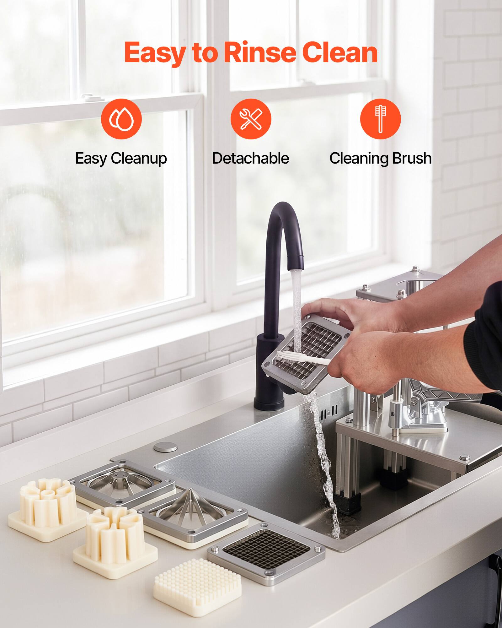 Easy to Rinse Clean  
Easy Cleanup  
Detachable  
Cleaning Brush