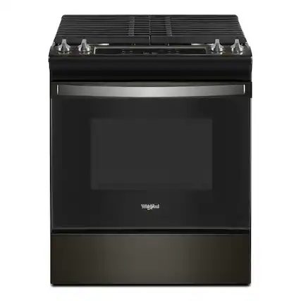 Front. Whirlpool - Whirlpool - 5.0 Cu. Ft. Whirlpool Gas Range with Frozen Bake Technology .- Black Stainless - Black Stainless.
