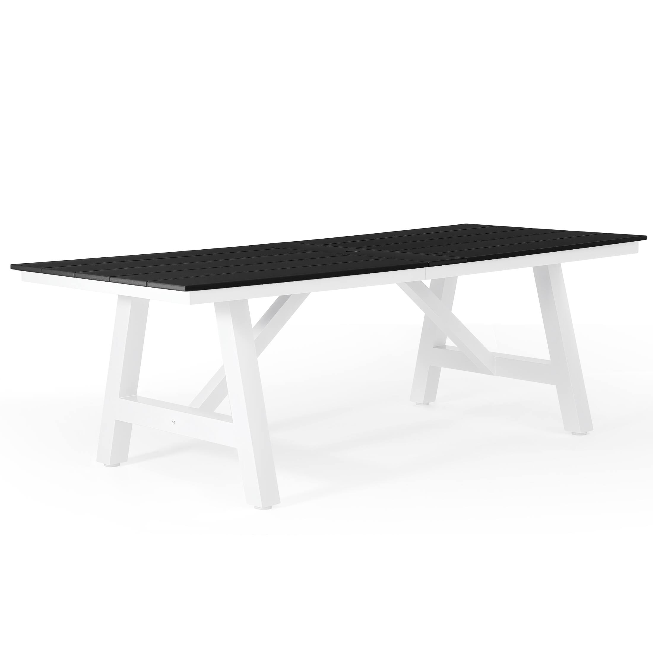 Back. WestinTrends - WestinTrends Cape May 7-Piece HDPE Outdoor Furniture Patio Dining Table With Umbrella Hole and Chairs Set For 6 - Black.