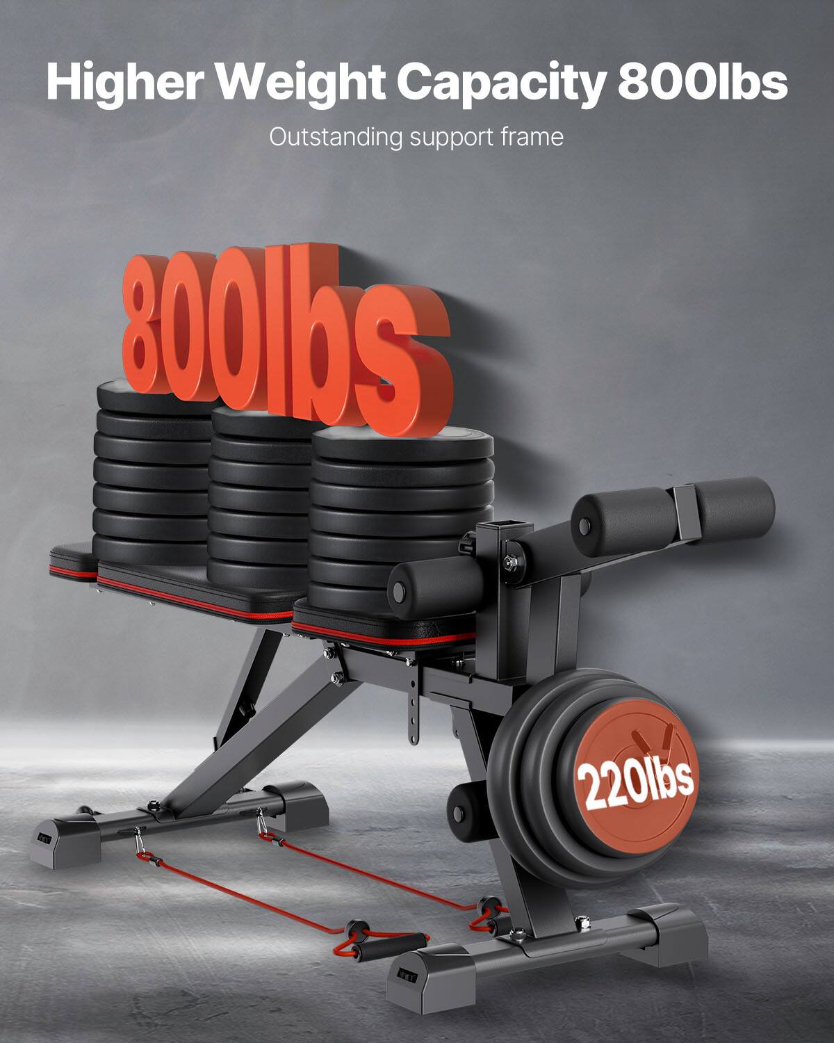 Higher Weight Capacity 800lbs  
Outstanding support frame  

800lbs  

220lbs