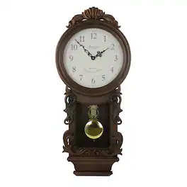 Bedford Clock Collection - Chestnut Chiming Pendulum Wall Clock - Brown