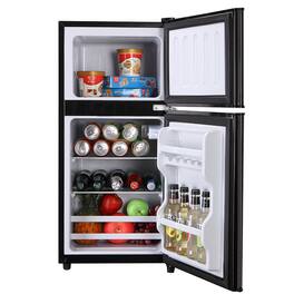 Loheer - 2.8 Cu. Ft. 2-Door Mini Fridge with True Top Freezer, Freestanding Compact Refrigerator with LED Light - Black