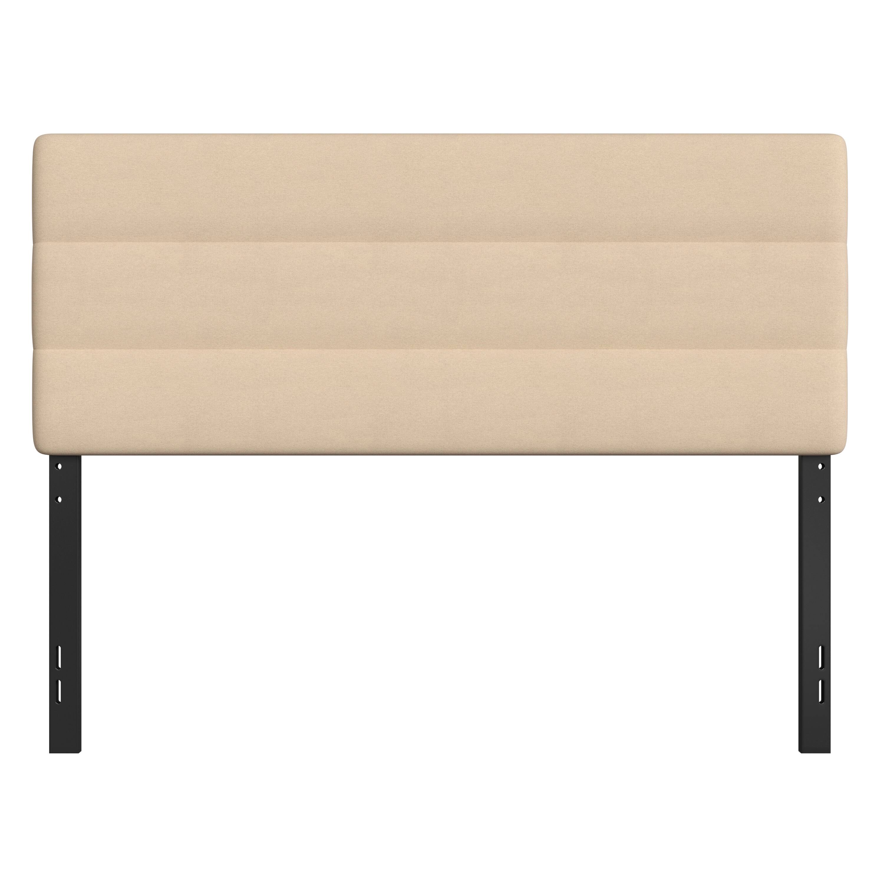 Alt View 9. Emma + Oliver - Gannon Modern Upholstered Headboard with Horizontal Line Stitching and Adjustable Height Rails - Cream.