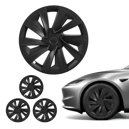 Front. VEVOR - Hubcaps Wheel Covers for 2025 Tesla Model Y, 19 Inch Set of 4 Wheel Rim Cover Hubcaps OEM Style Replacement - Black.