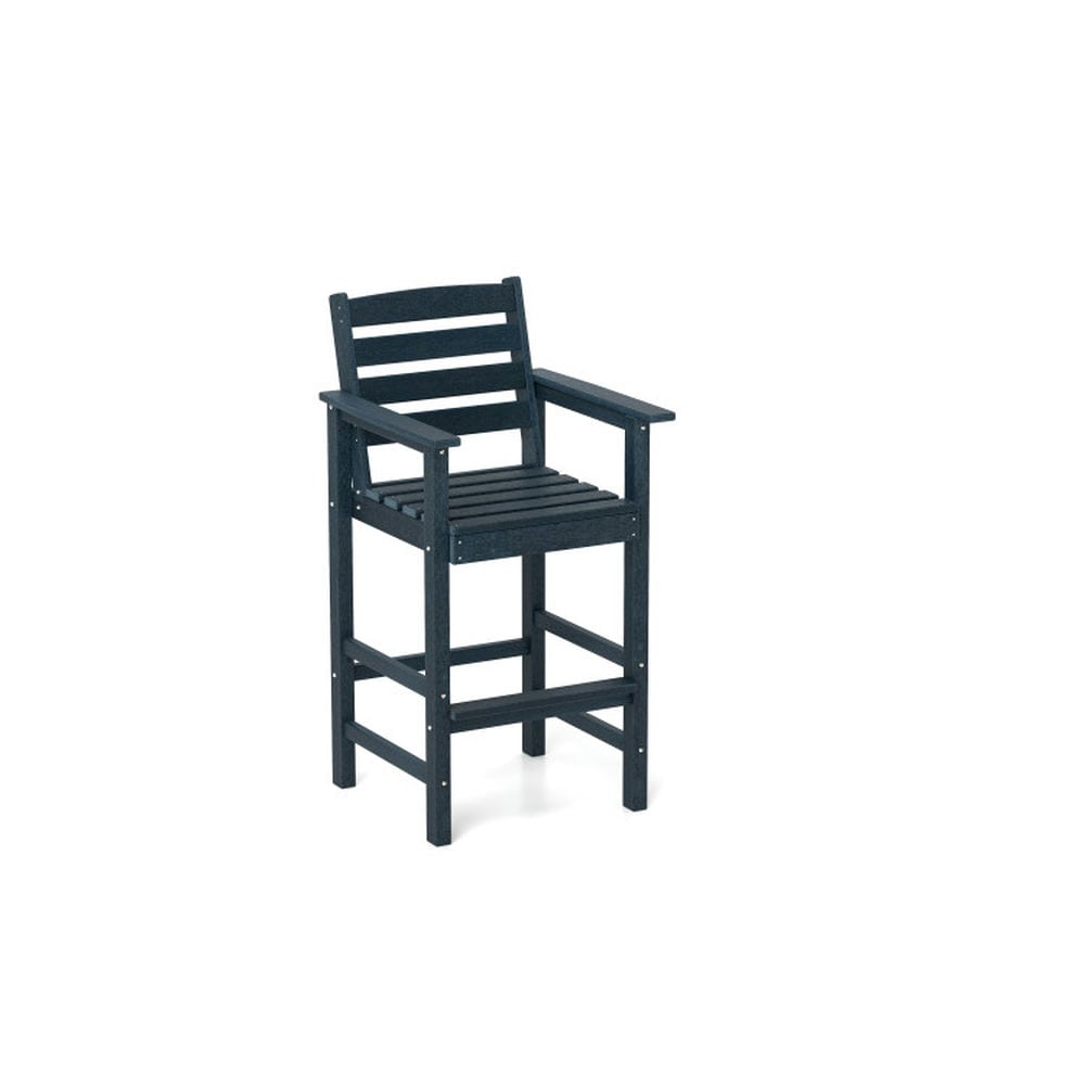 Alt View 7. Pefilos - Patio HDPE Adirondack Bar Chairs Set of 2 with Wide Armrests, Seating & Patio Chair for Outdoor as Garden, Yard, Navy - Blue.