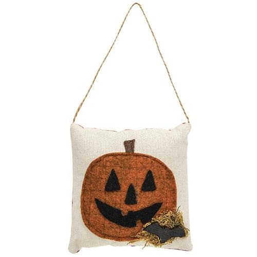 BreeBe - *Jack O Lantern Pillow Ornament - Orange, White