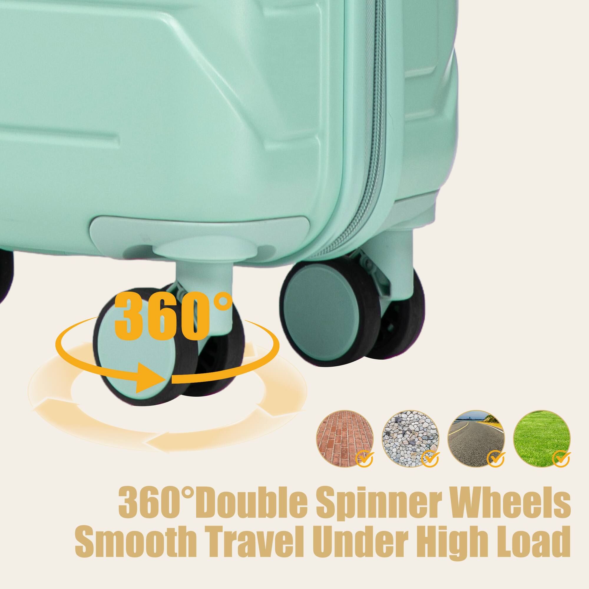 360° Double Spinner Wheels Smooth Travel Under High Load