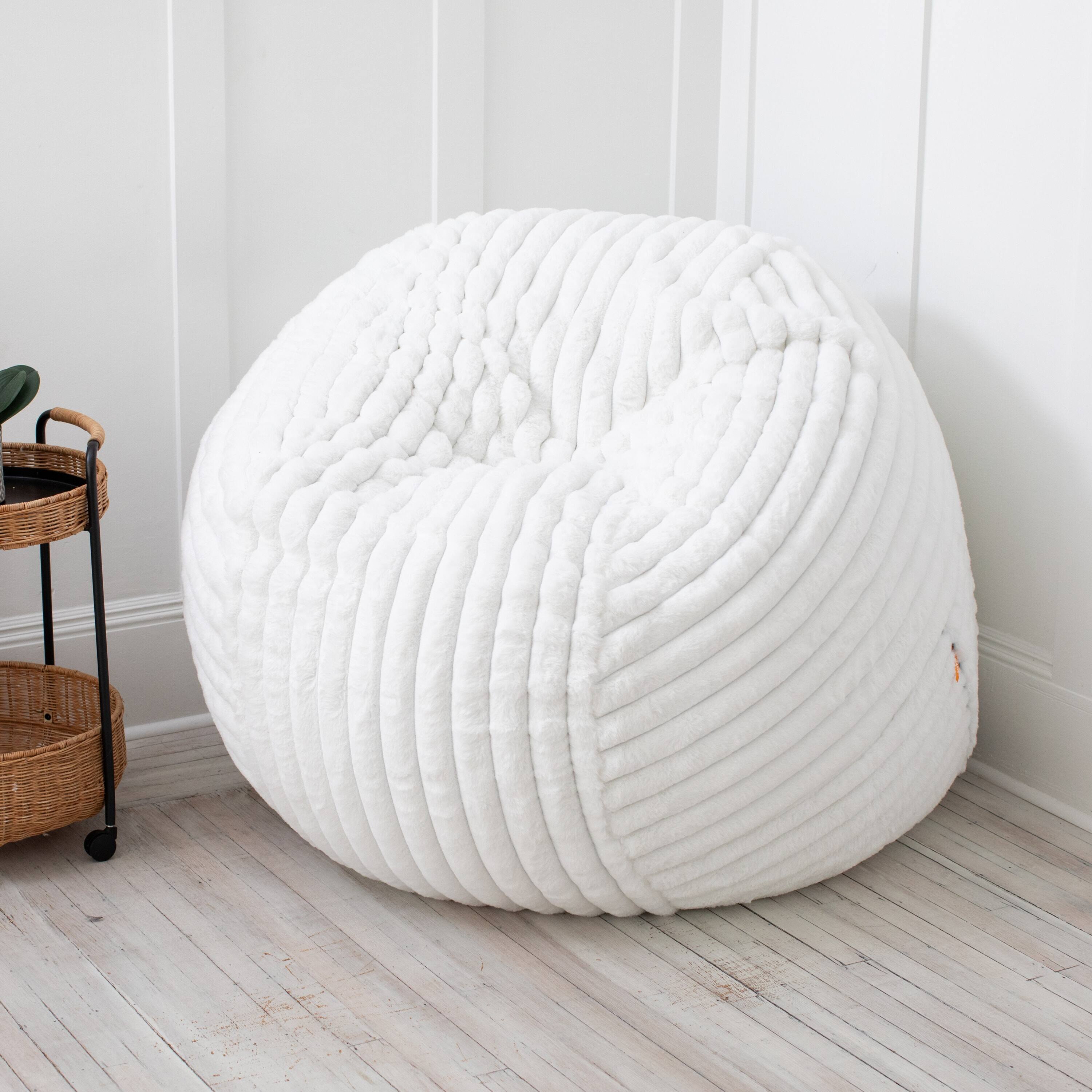 Back. Jaxx - Jaxx 5 Foot Saxx Bean Bag Chair for Adults - Luxe Faux Fur, Mondo Ivory - Mondo Ivory.