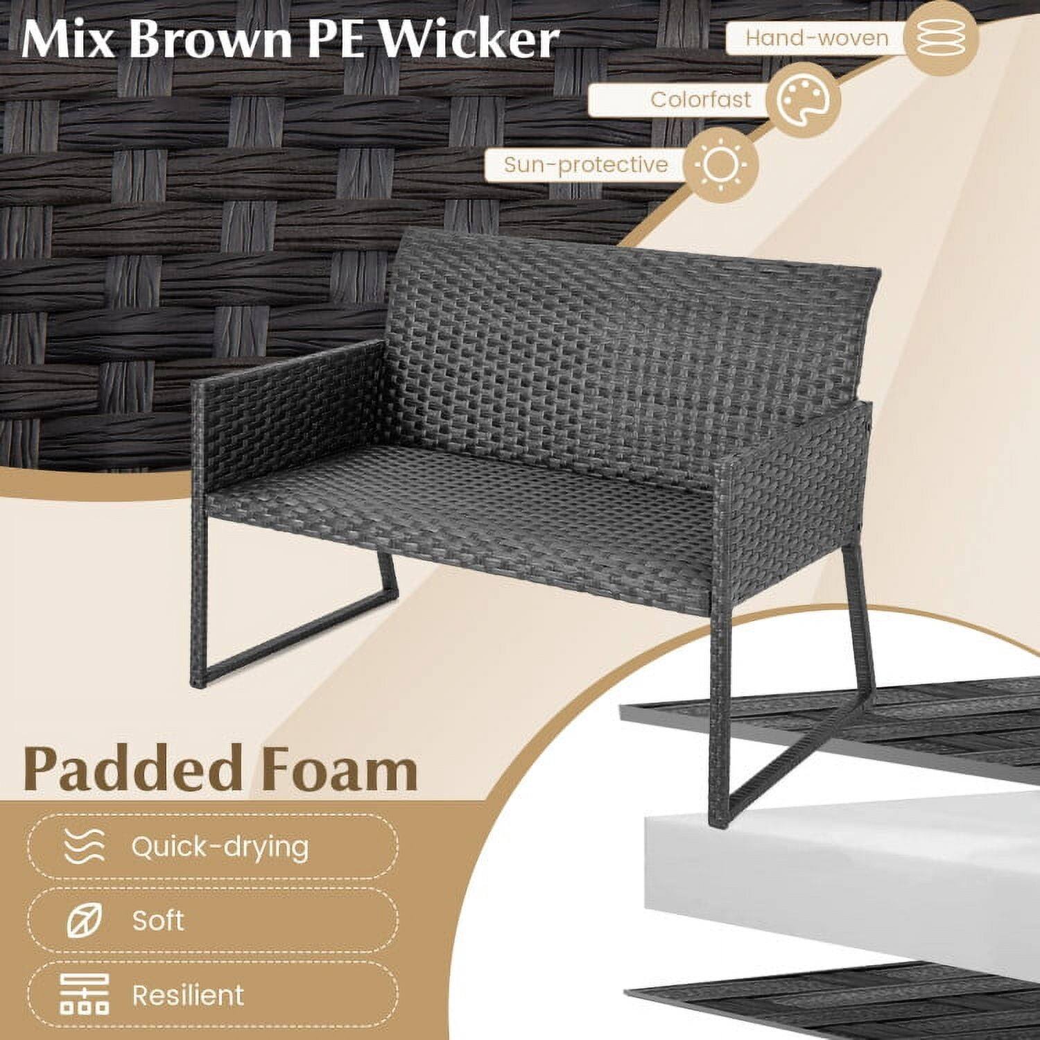 Mix Brown PE Wicker  
- Hand-woven  
- Colorfast  
- Sun-protective  

Padded Foam  
- Quick-drying  
- Soft  
- Resilient