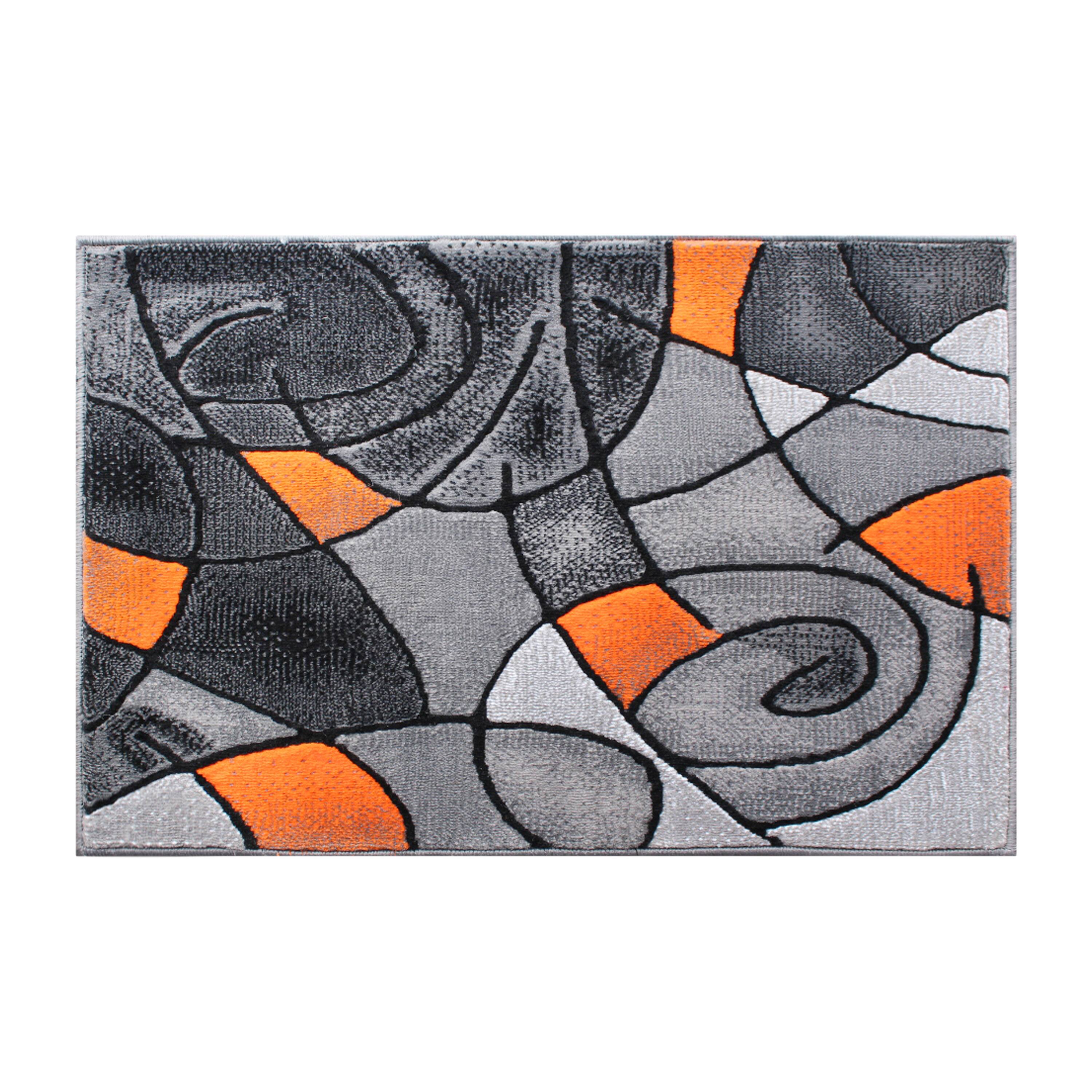 Alt View 1. Emma + Oliver - Urbane Contemporary Abstract Geometric Olefin Accent Rug in Gradient Shades with Natural Jute Backing - Orange.
