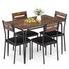 Front. Costway - Costway 5 PCS Dining Table Set, Kitchen Table & 4 Armless Chairs with Upholstered Seat - Rustic Brown,Black.