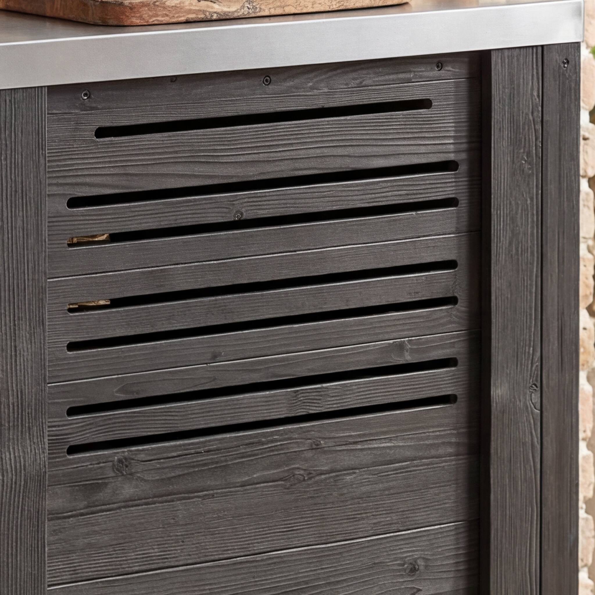 Alt View 6. Famapy - Modular Solid Cedar Outdoor Kitchen Cabinets - All-Weather Storage with Stainless Steel Top for Patio, Grill Station - Carbon Black.