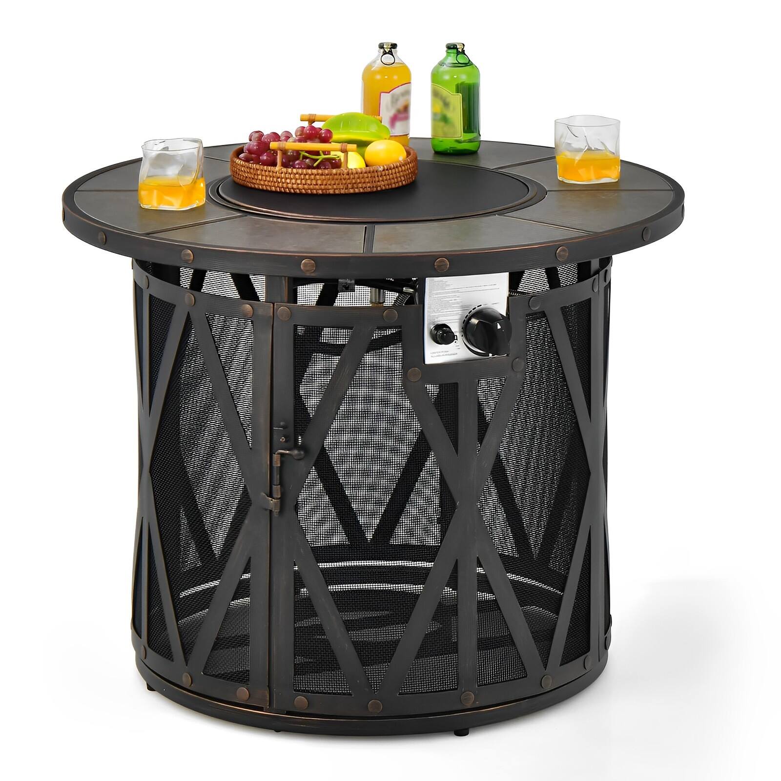 Alt View 6. SKONYON - Outdoor Propane Fire Pit Table with Ceramic Tile Top 30000 BTU Output and Heavy Duty Frame.