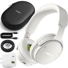 Bundle - Bose - QuietComfort Headphones 2nd Gen Over-Ear Wireless Power - White Smoke