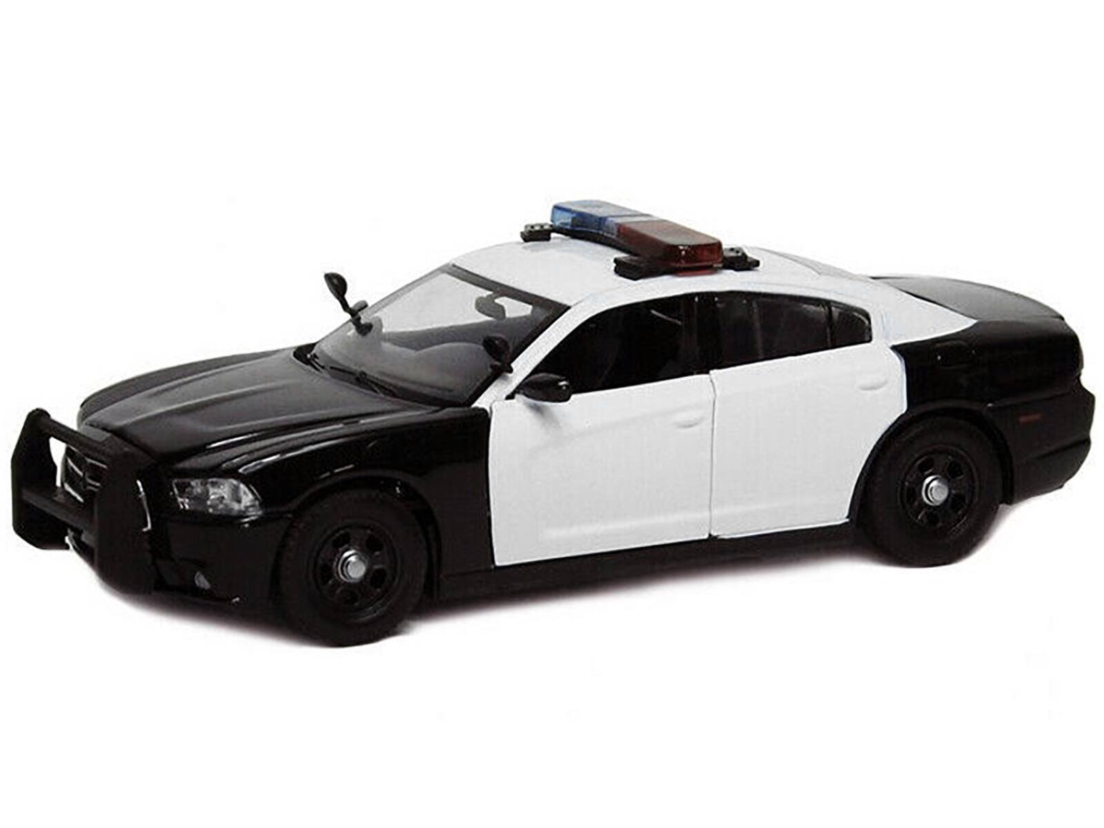 Alt View 1. Motormax - 2011 Dodge Charger Pursuit Police Car Black & White w/Flashing Light Bar & Front & Rear Lights & 2 Sounds 1/24 Motormax.