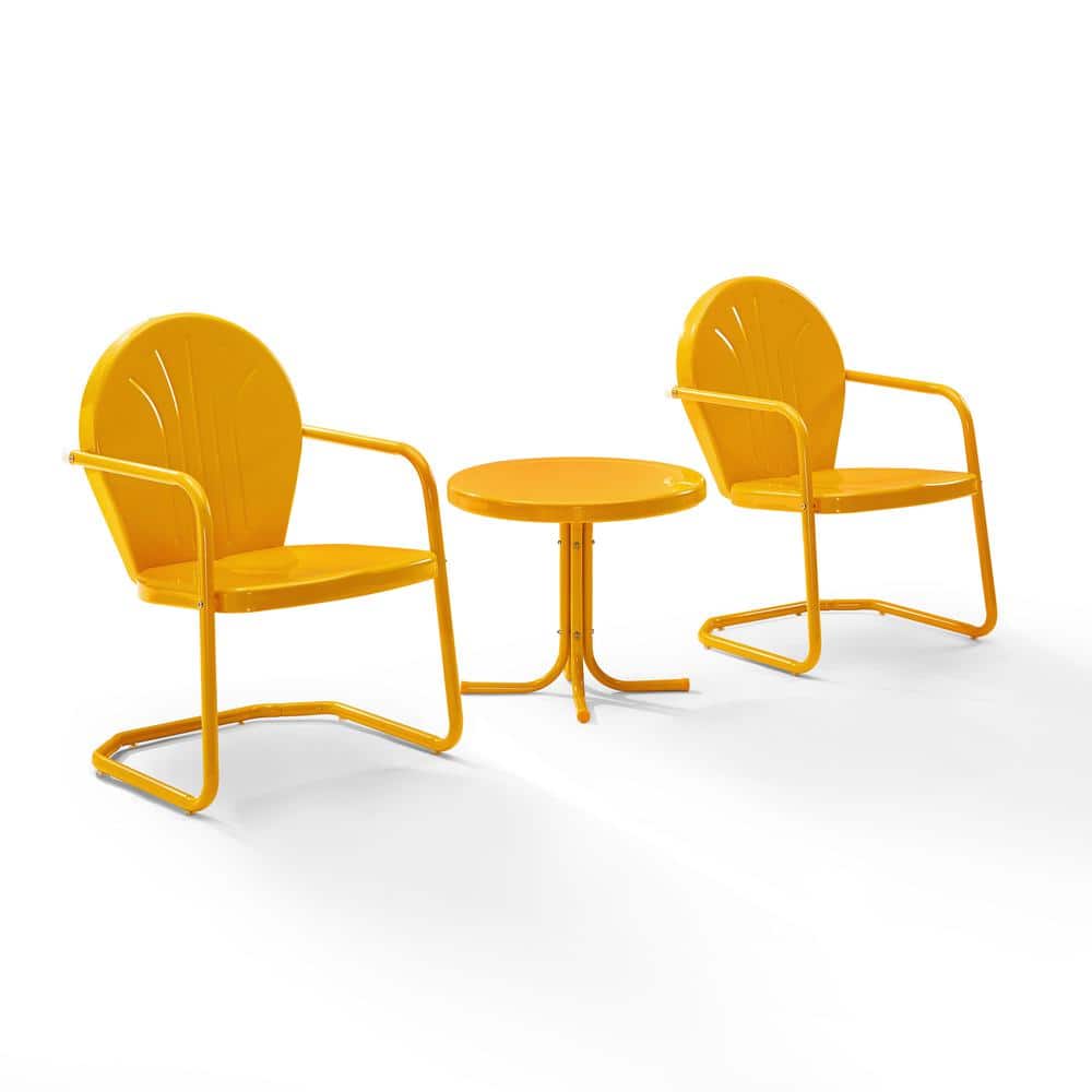 Crosley Furniture - Griffith 3Pc Retro Outdoor Chair Set - Side Table & 2 Chairs - Tangerine Gloss price history on PriceWatchPro