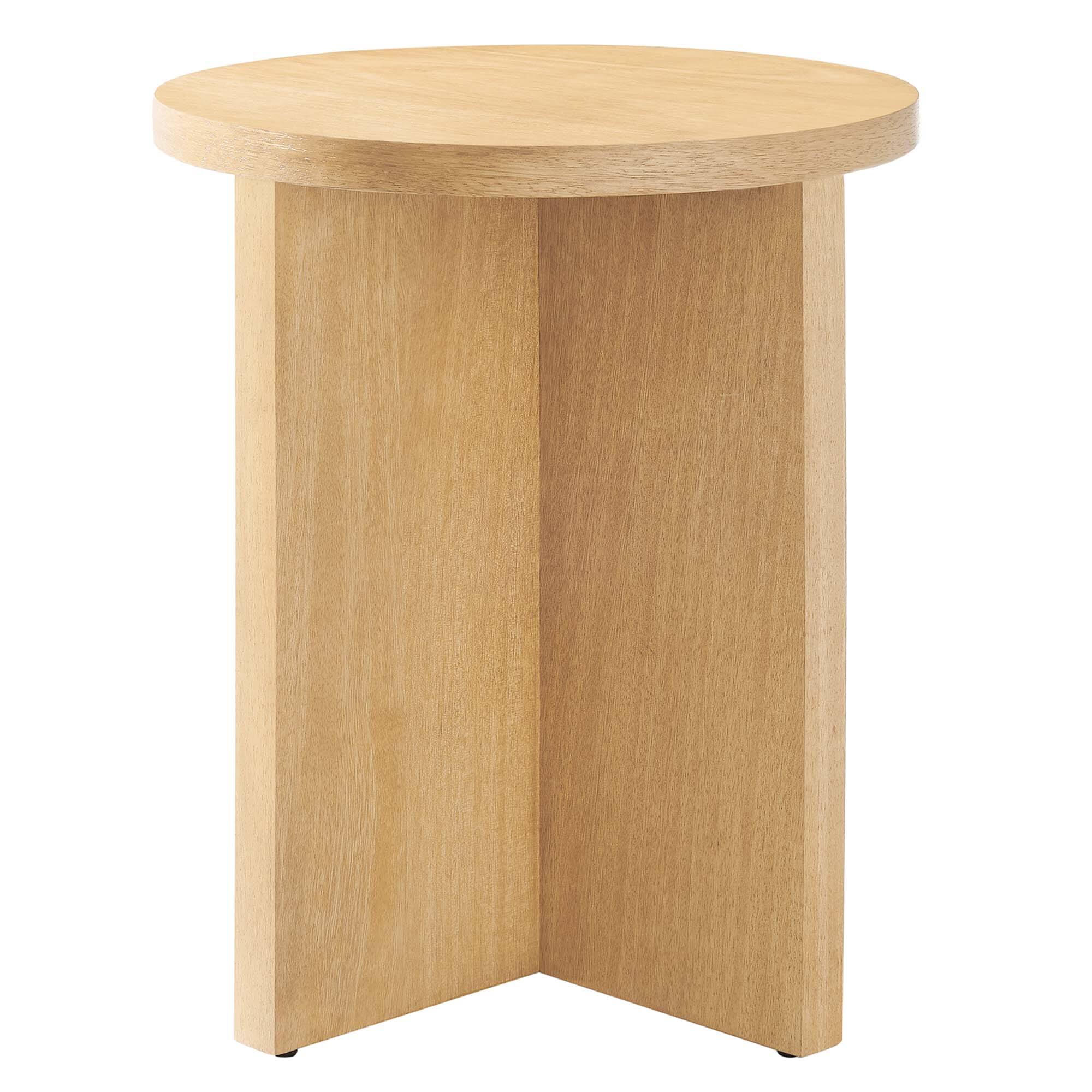 Angle. Modway - Silas Round Wood Side Table by Modway - Natural.