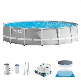 Intex - 26723EH 15ft x 42in Prism Frame Above Ground Swimming Pool Set with Filter - Gray